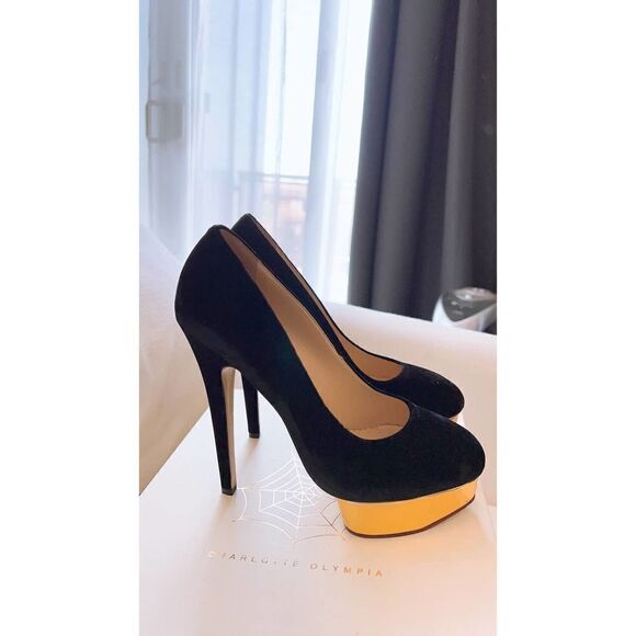 Charlotte Olympia Shoes - CHARLOTTE OLYMPIA Dolly suede platform pumps EU40